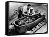 Archaeologist Howard Carter Examining Coffin of Tutankhamen, with 14th Century Egyptian Pharaoh-null-Framed Stretched Canvas