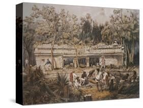 Archaeologists Catherwood and Stephens Measuring Temple of Tulum, Yucatan, Mexico-Frederick Catherwood-Stretched Canvas