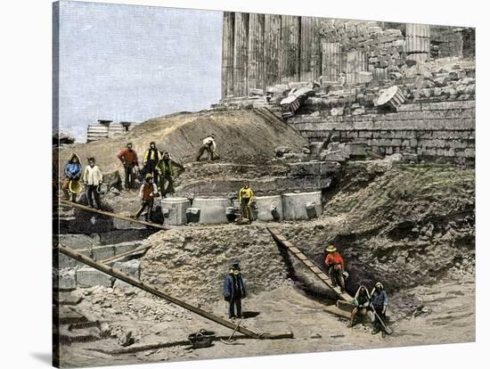 Archaeologists Excavating Ancient Ruins on the Acropolis, Athens, 1890s-null-Stretched Canvas