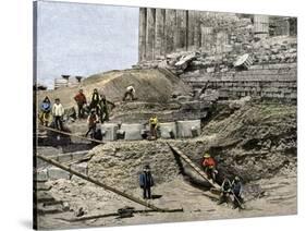 Archaeologists Excavating Ancient Ruins on the Acropolis, Athens, 1890s-null-Stretched Canvas