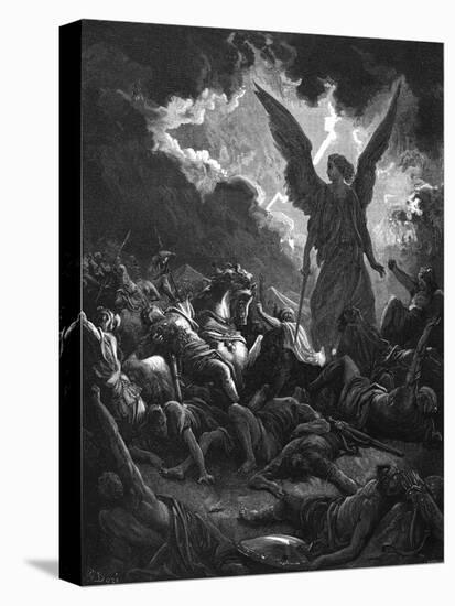 Archangel Gabriel, Instrument of God, Smiting the Camp of Sennacherib and the Assyrians, 1865-1866-Gustave Doré-Stretched Canvas