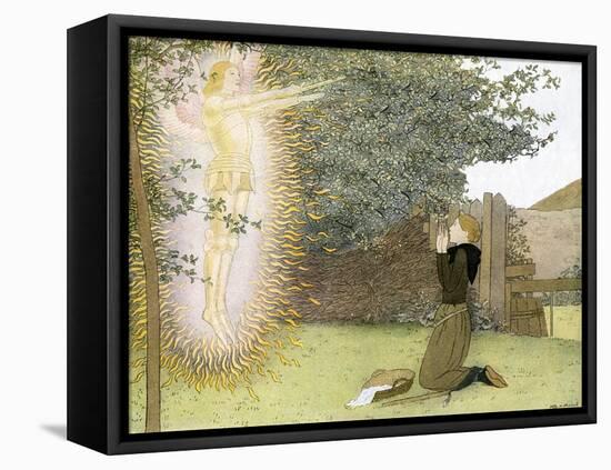 Archangel Michael appears to Joan of Arc-Louis Maurice Boutet De Monvel-Framed Stretched Canvas