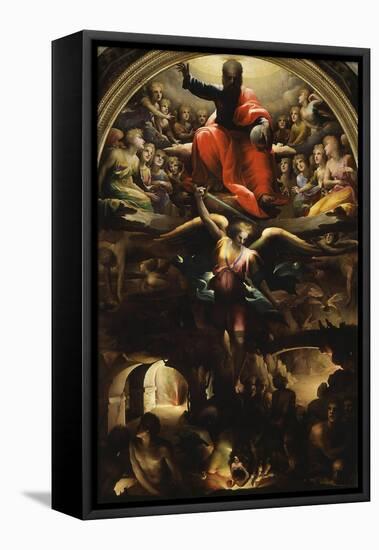 Archangel Michael Chasing Rebel Angels-Domenico Beccafumi-Framed Stretched Canvas