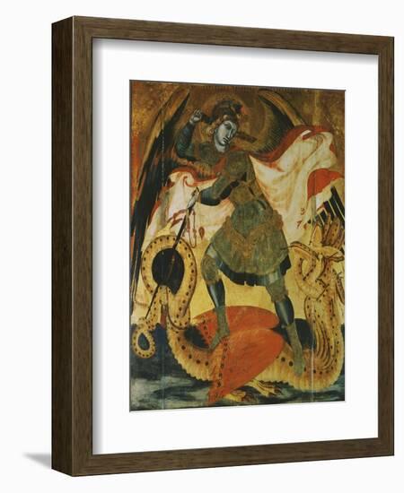 Archangel Michael Fighting the Dragon-Ambrogio Lorenzetti-Framed Giclee Print