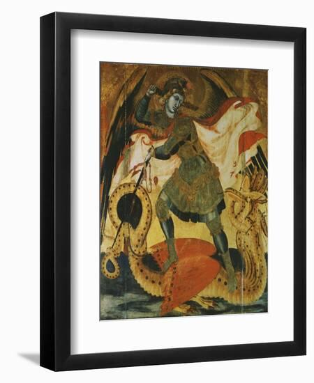 Archangel Michael Fighting the Dragon-Ambrogio Lorenzetti-Framed Giclee Print