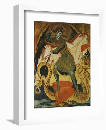 Archangel Michael Fighting the Dragon-Ambrogio Lorenzetti-Framed Giclee Print