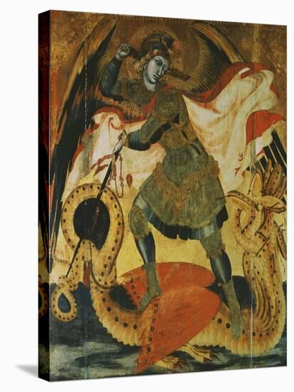 Archangel Michael Fighting the Dragon-Ambrogio Lorenzetti-Stretched Canvas