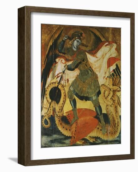 Archangel Michael Fighting the Dragon-Ambrogio Lorenzetti-Framed Giclee Print