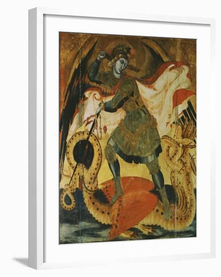 Archangel Michael Fighting the Dragon-Ambrogio Lorenzetti-Framed Giclee Print