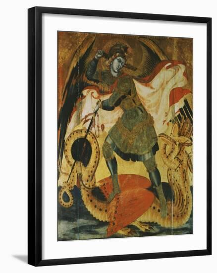 Archangel Michael Fighting the Dragon-Ambrogio Lorenzetti-Framed Giclee Print