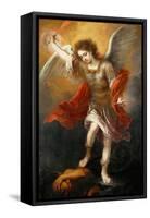 Archangel Michael hurls the devil into the abyss. Around 1665/68-Bartolome Esteban Murillo-Framed Stretched Canvas