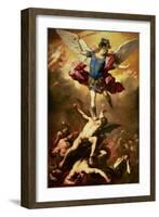 Archangel Michael Overthrows the Rebel Angel, circa 1660-65-Luca Giordano-Framed Giclee Print