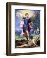 Archangel Michael Tramples the Devil-Hans Johann Rottenhammer-Framed Art Print