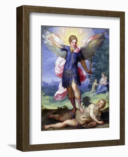 Archangel Michael Tramples the Devil-Hans Johann Rottenhammer-Framed Art Print