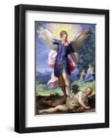 Archangel Michael Tramples the Devil-Hans Johann Rottenhammer-Framed Art Print