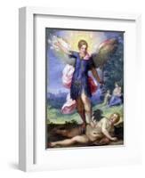 Archangel Michael Tramples the Devil-Hans Johann Rottenhammer-Framed Art Print