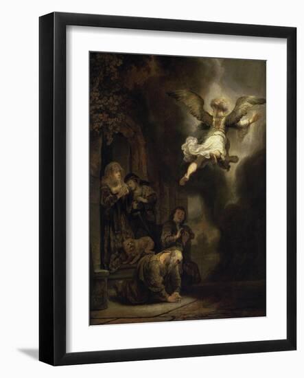 Archangel Raphael Leaving the Family of Tobias-Rembrandt van Rijn-Framed Giclee Print