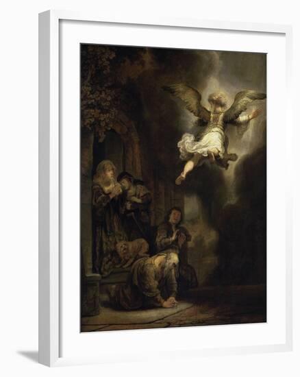 Archangel Raphael Leaving the Family of Tobias-Rembrandt van Rijn-Framed Giclee Print