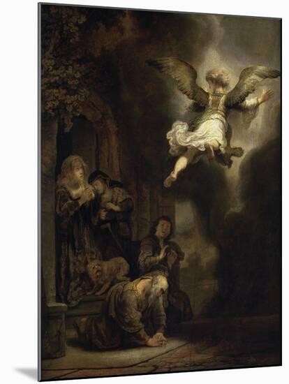 Archangel Raphael Leaving the Family of Tobias-Rembrandt van Rijn-Mounted Giclee Print