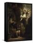 Archangel Raphael Leaving the Family of Tobias-Rembrandt van Rijn-Framed Stretched Canvas