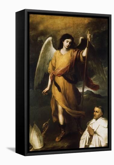 Archangel Raphael with Bishop Domonte, 17th Century-Bartolomé Esteban Murillo-Framed Stretched Canvas