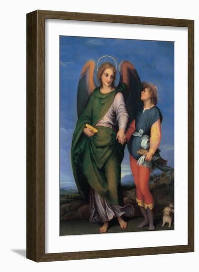 Archangel Raphael with Tobias-Andrea del Sarto-Framed Art Print