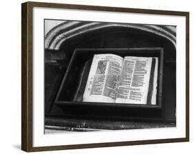 Archbishop Thomas Cranmer's Bible in the North Choir Aisle Canterbury Cathedral Kent England-null-Framed Photographic Print