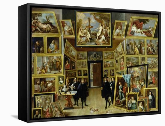 Archduke Leopold Wilhelm (1614-61) in His Picture Gallery, circa 1647-David Teniers the Younger-Framed Stretched Canvas