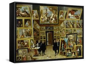 Archduke Leopold Wilhelm (1614-61) in His Picture Gallery, circa 1647-David Teniers the Younger-Framed Stretched Canvas