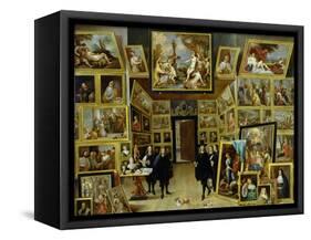 Archduke Leopold Wilhelm (1614-61) in His Picture Gallery, circa 1647-David Teniers the Younger-Framed Stretched Canvas