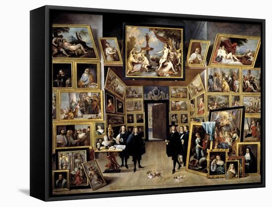 Archduke Leopoldo Guillermo At His Picture Gallery In Brussels, 1647-1651, Flemish School-David Teniers the Younger-Framed Stretched Canvas