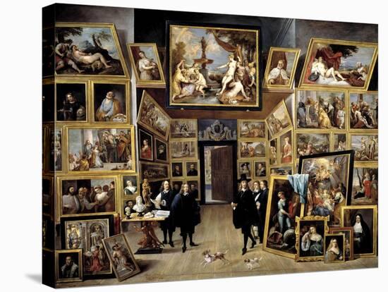 Archduke Leopoldo Guillermo At His Picture Gallery In Brussels, 1647-1651, Flemish School-David Teniers the Younger-Stretched Canvas