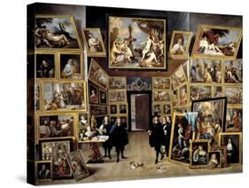 Archduke Leopoldo Guillermo At His Picture Gallery In Brussels, 1647-1651, Flemish School-David Teniers the Younger-Stretched Canvas