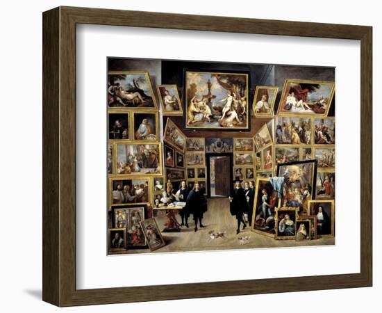 Archduke Leopoldo Guillermo At His Picture Gallery In Brussels, 1647-1651, Flemish School-David Teniers the Younger-Framed Giclee Print