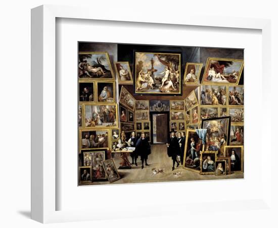 Archduke Leopoldo Guillermo At His Picture Gallery In Brussels, 1647-1651, Flemish School-David Teniers the Younger-Framed Giclee Print