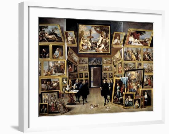 Archduke Leopoldo Guillermo At His Picture Gallery In Brussels, 1647-1651, Flemish School-David Teniers the Younger-Framed Giclee Print