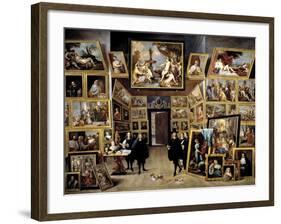 Archduke Leopoldo Guillermo At His Picture Gallery In Brussels, 1647-1651, Flemish School-David Teniers the Younger-Framed Giclee Print