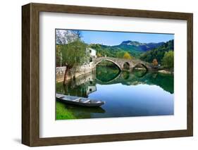 Arched Bridge Reflected in Crnojevica River, Montenegro-Donyanedomam-Framed Photographic Print