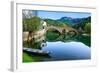 Arched Bridge Reflected in Crnojevica River, Montenegro-Donyanedomam-Framed Photographic Print