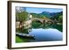 Arched Bridge Reflected in Crnojevica River, Montenegro-Donyanedomam-Framed Photographic Print