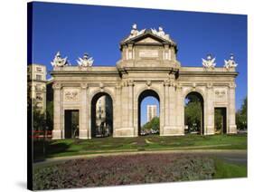 Arched Gateway of the Puerta De Alcala in the Plaza De La Independencia, in Madrid, Spain, Europe-Nigel Francis-Stretched Canvas