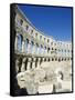 Arched Walls and Columns of 1st Century Roman Amphitheatre, Pula, Istria Coast, Croatia-Christian Kober-Framed Stretched Canvas