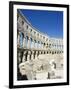 Arched Walls and Columns of 1st Century Roman Amphitheatre, Pula, Istria Coast, Croatia-Christian Kober-Framed Photographic Print