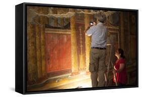 Archeologists and Restorers Studing the Frescos at Poppea Villa (Villa Poppaea)-Oliviero Olivieri-Framed Stretched Canvas