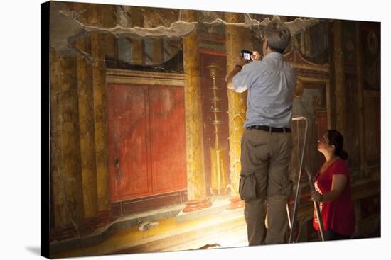Archeologists and Restorers Studing the Frescos at Poppea Villa (Villa Poppaea)-Oliviero Olivieri-Stretched Canvas