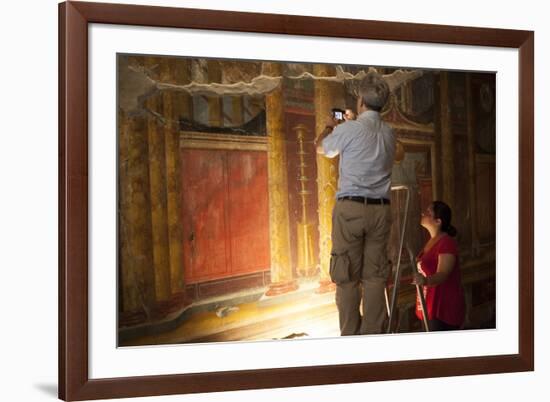 Archeologists and Restorers Studing the Frescos at Poppea Villa (Villa Poppaea)-Oliviero Olivieri-Framed Photographic Print