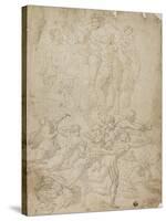 Archers Shooting at a Herm, Triumph of Bacchus, and Other Studies-Michelangelo & Perino del Vaga-Stretched Canvas