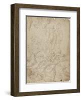 Archers Shooting at a Herm, Triumph of Bacchus, and Other Studies-Michelangelo & Perino del Vaga-Framed Giclee Print