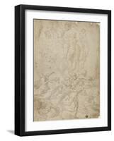 Archers Shooting at a Herm, Triumph of Bacchus, and Other Studies-Michelangelo & Perino del Vaga-Framed Giclee Print
