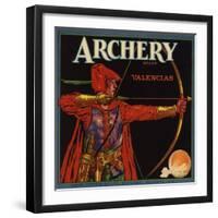 Archery Brand - Hillsgrove, California - Citrus Crate Label-Lantern Press-Framed Art Print